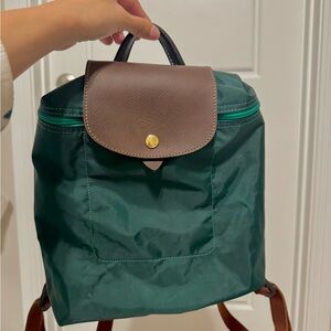 Green and Brown Backpack Longchamp NWOT